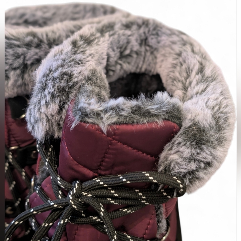 ​❄️ NEW Maroon Quilted Faux Fur Snow Boots Women's Size 42/10.5❄️ - Picture 5 of 7